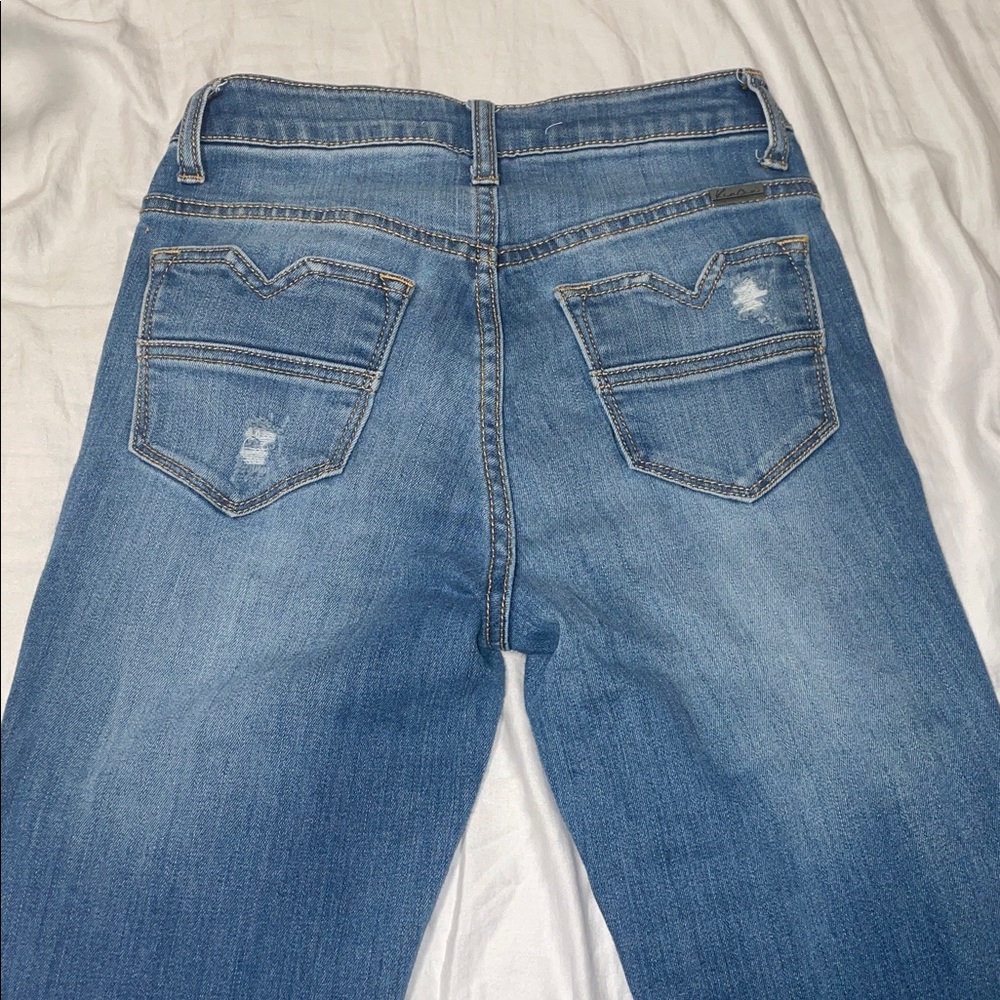 Fashion Nova Light Blue Distressed Skinny Jeans